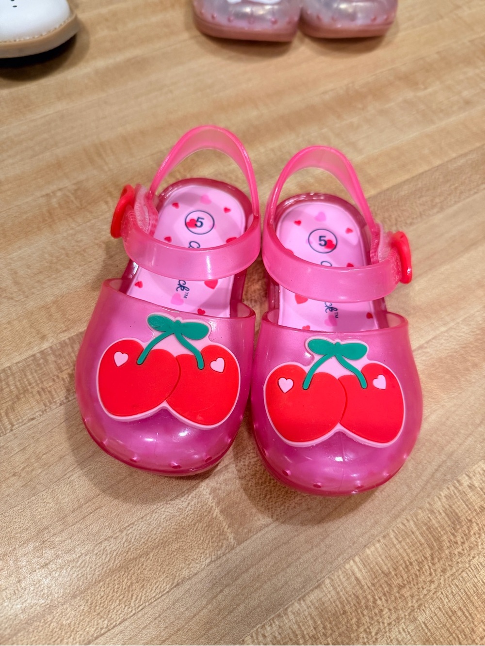 Cat & Jack Pink Jelly Sandals with Cherry Appliques